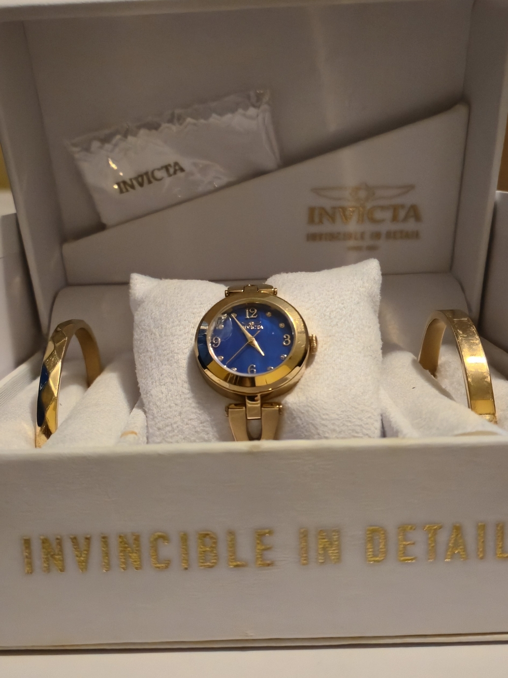 Invicta Gold-Tone Watch with Blue Dial